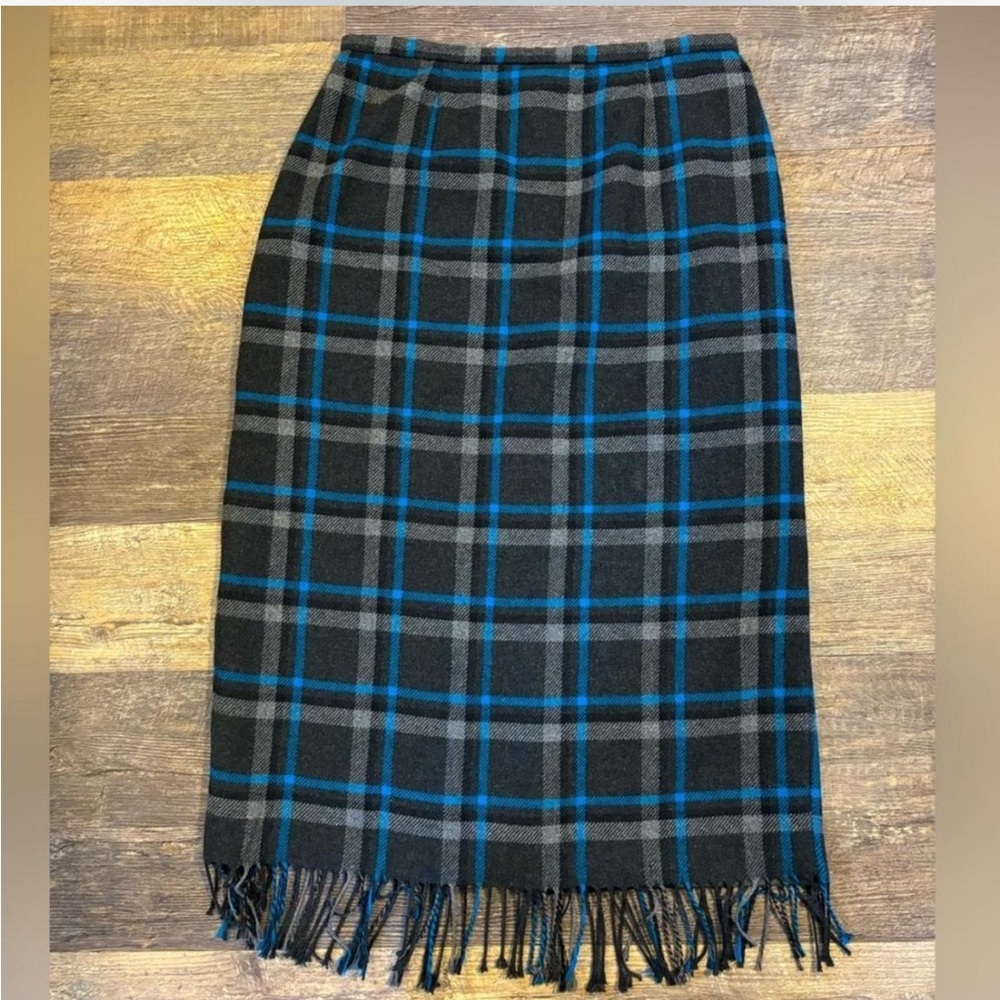 Sag Harbor Blue and Gray Plaid Pencil Skirt - Picture 6 of 8